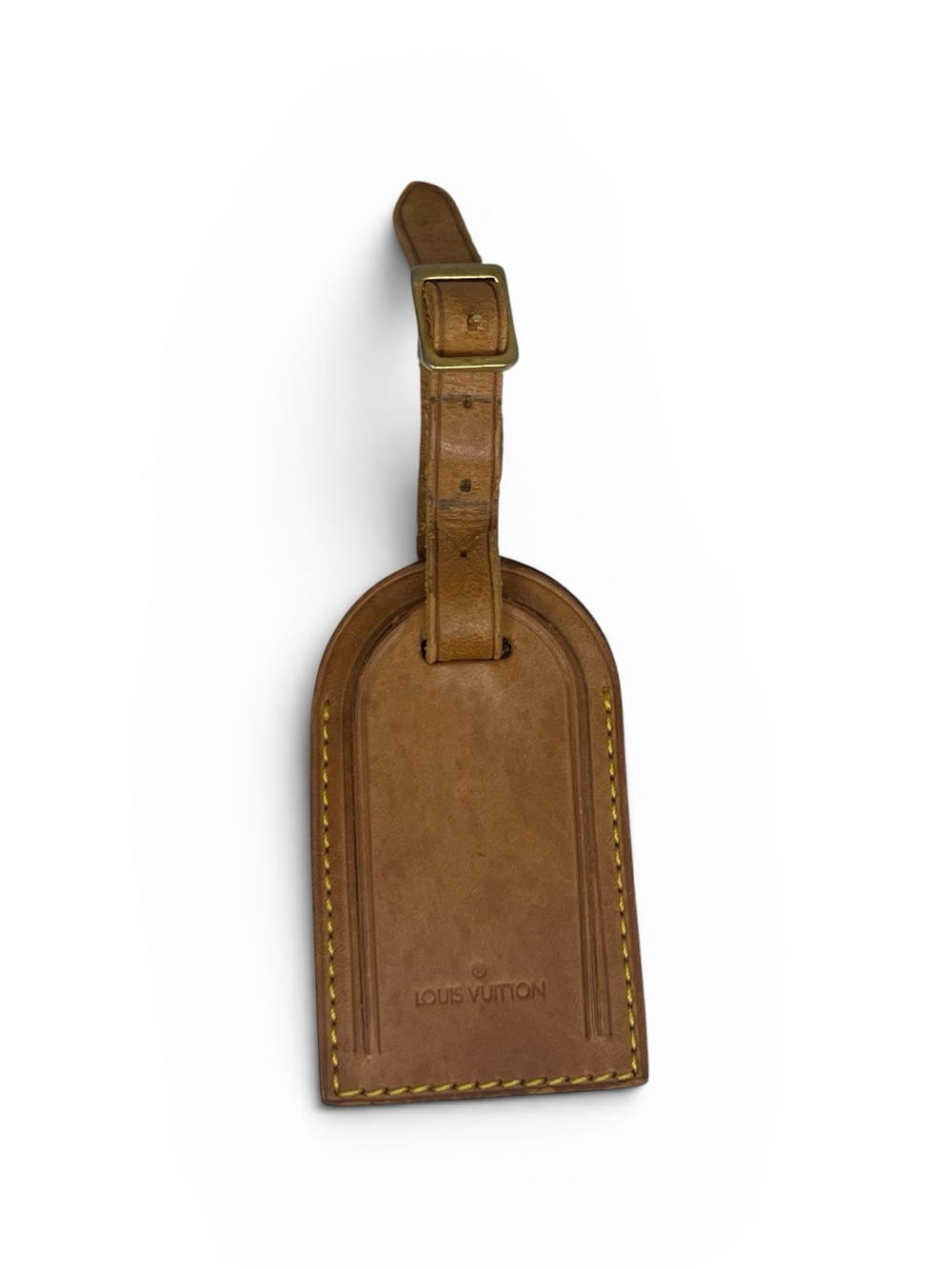Vintage Authentic Louis Vuitton Vachetta Leather Luggage Tag and Strap - EUC
